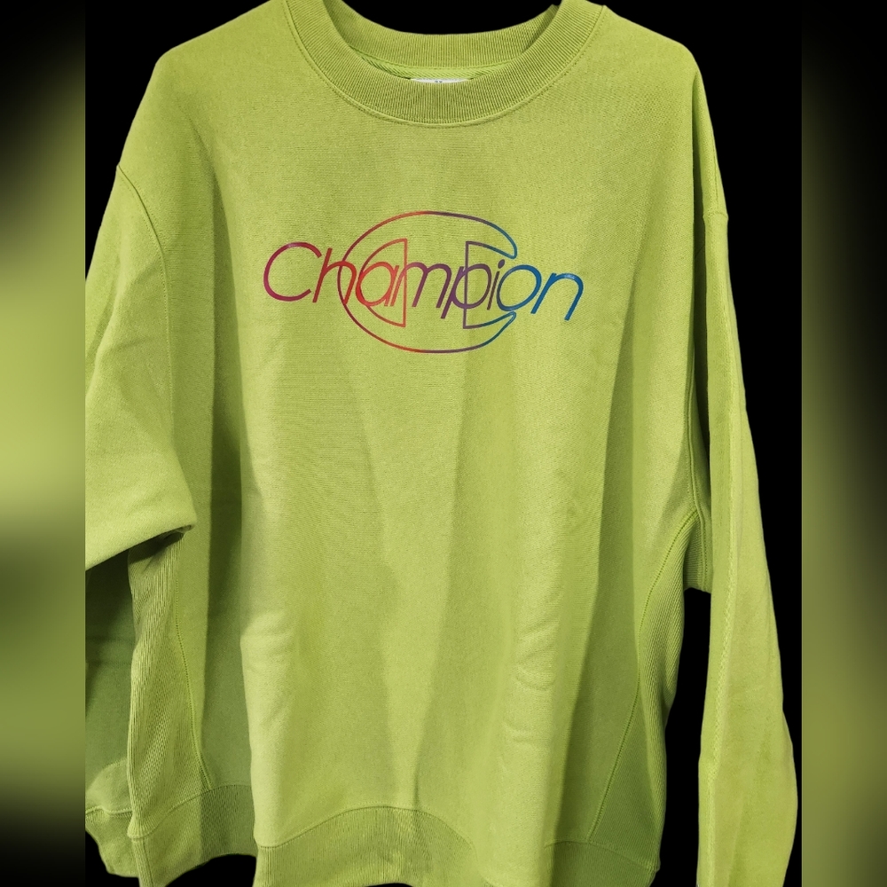 Champion reverse weave crew heavyweight fleece sweatshirt lime green women's 2X